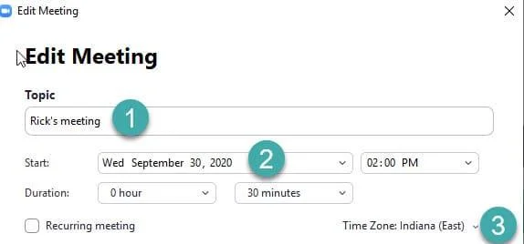 Bagaimana untuk mengubah suai topik dan masa mesyuarat Zoom anda?