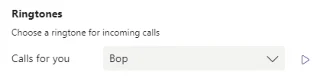 Wybór dzwonka w Microsoft Teams