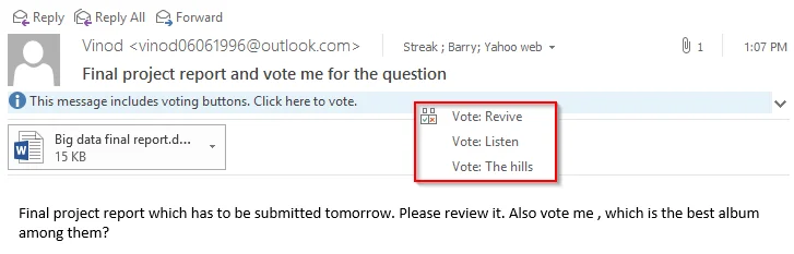 Cree botones de votación personalizados para sus mensajes de Outlook 2016 y 2019