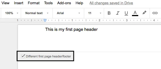 Kopf- und Fußzeilentext nur auf der ersten Seite in Word 365 / 2016 / 2019 und Google Docs anzeigen?