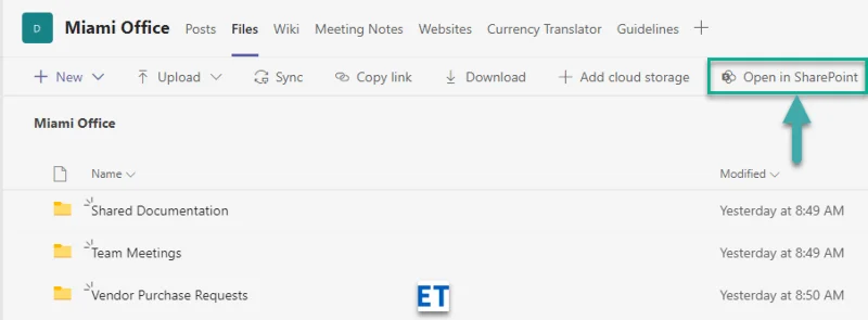 Bagaimana untuk memindahkan folder dalam Microsoft Teams dari satu saluran ke saluran lain?