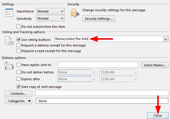 Cree botones de votación personalizados para sus mensajes de Outlook 2016 y 2019