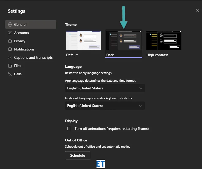 Bagaimana untuk menukar kulit skema warna pada Microsoft Teams?