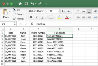 Birden çok Excel 365 / 2021 elektronik tablo sütununu tek bir sütunda nasıl birleştirirsiniz?