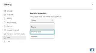 Bagaimana untuk membuka fail Teams dalam apl desktop secara lalai?