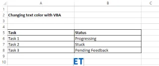 Как установить цвет шрифта текста Excel с помощью VBA?