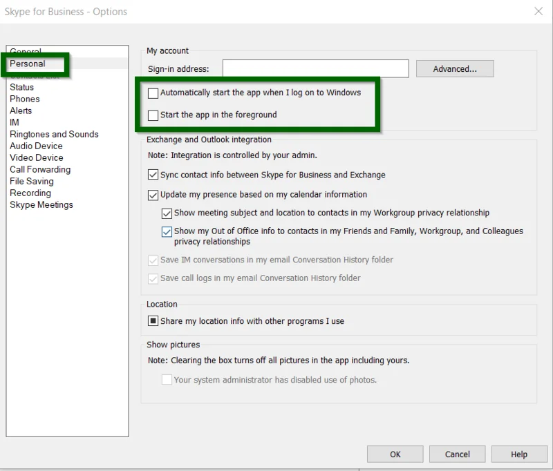 Disabilitare Skype