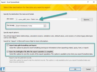 Wie exportiert man Daten aus Microsoft Access-Tabellen in die Formate .CSV, xlsx und Text?