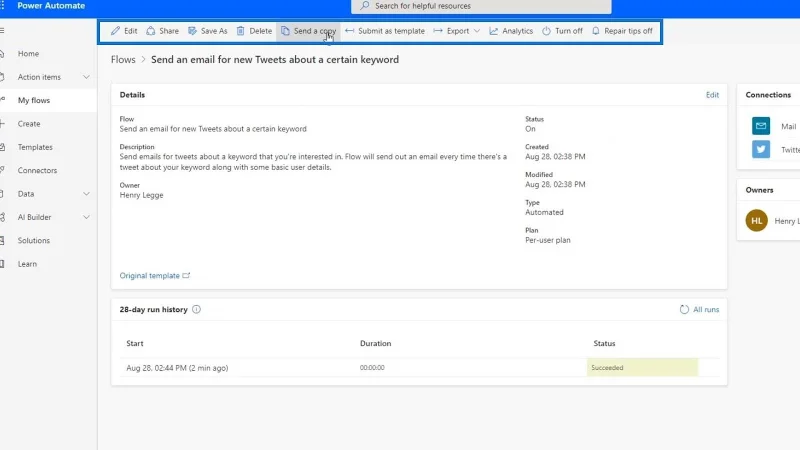 Tutorial Microsoft Flow – Segera Lwn.  Aliran Automatik