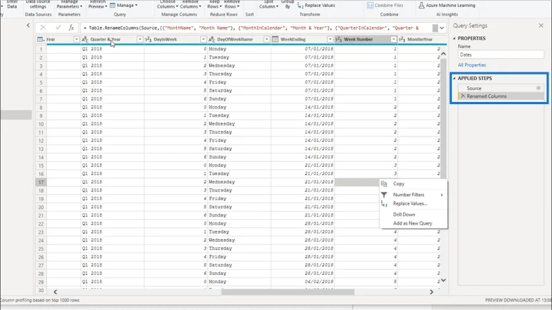 Mencipta Jadual Tarikh Dalam LuckyTemplates