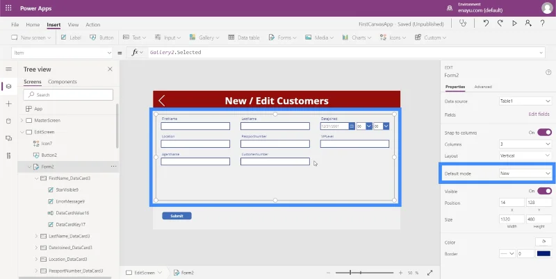 Skrin Butiran MS Power Apps Dan Skrin Borang