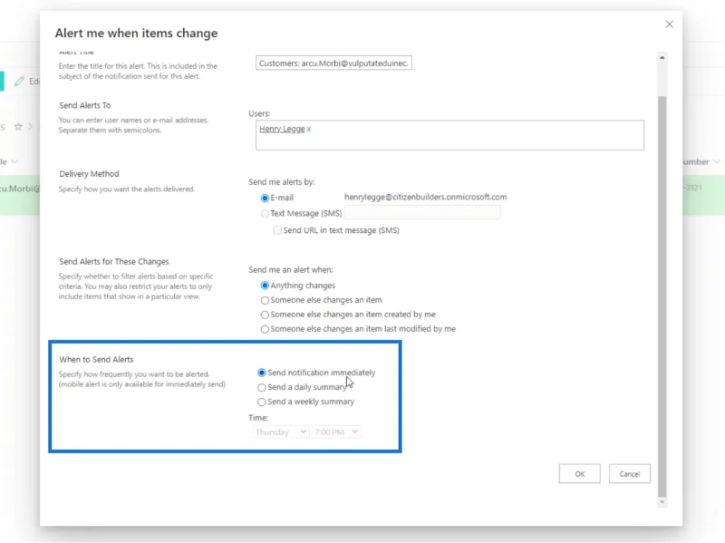 การตั้งค่าการแจ้งเตือนรายการ SharePoint
