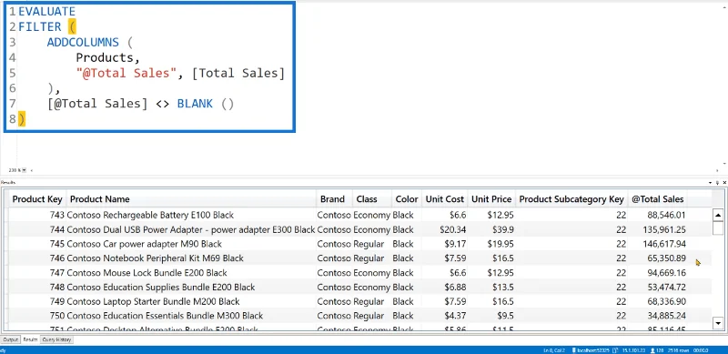 DAX Studio EVALUATE Kata Kunci: Contoh Asas