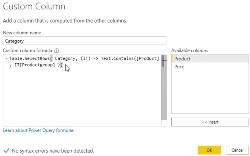 Ungkapan Bersarang: Persekitaran Power Query