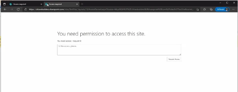 Penyesuaian Permintaan Akses Laman SharePoint