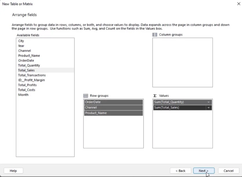Buat Matriks Dalam LuckyTemplates Report Builder