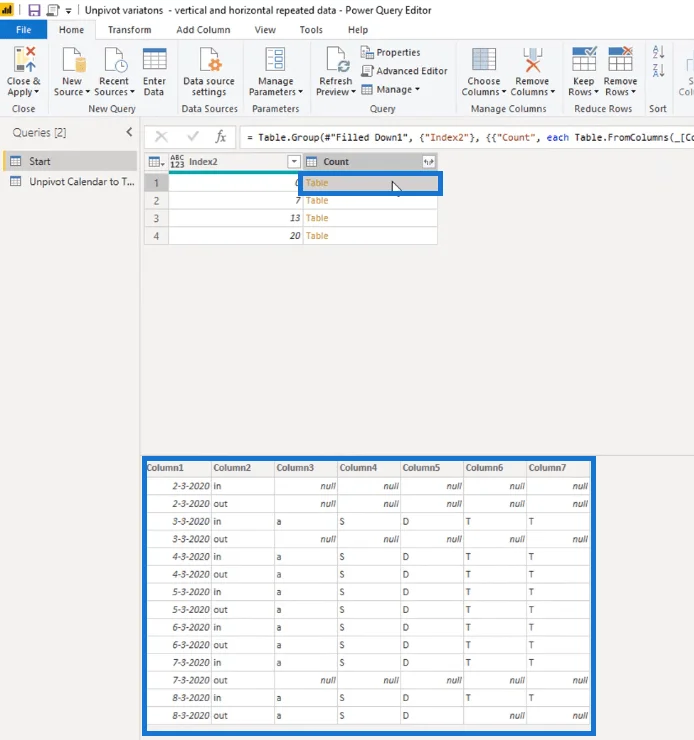 Mengubah Tata Letak Jenis Kalendar Menjadi Format Jadual Dalam LuckyTemplates Menggunakan Editor Pertanyaan