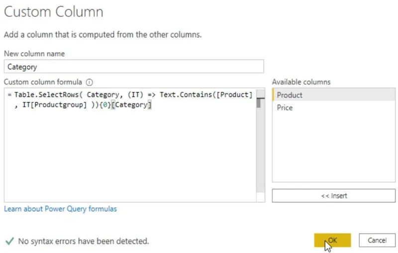 Ungkapan Bersarang: Persekitaran Power Query