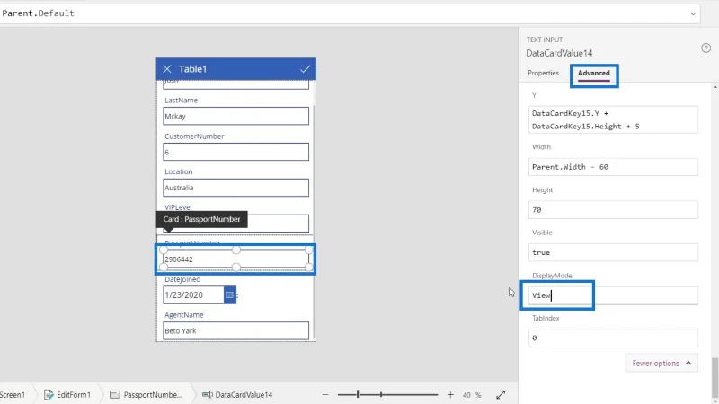 Skrin PowerApps: Mengedit Dan Mengemas kini
