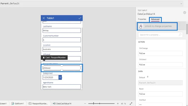 Skrin PowerApps: Mengedit Dan Mengemas kini