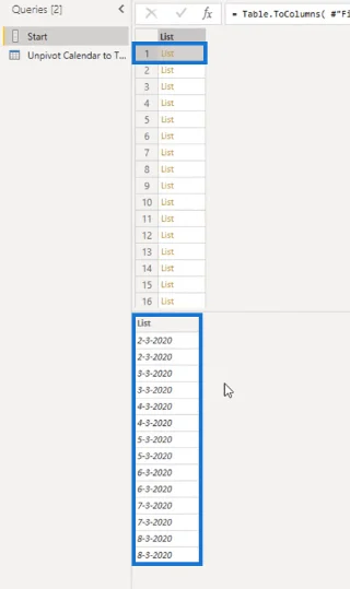 Mengubah Tata Letak Jenis Kalendar Menjadi Format Jadual Dalam LuckyTemplates Menggunakan Editor Pertanyaan