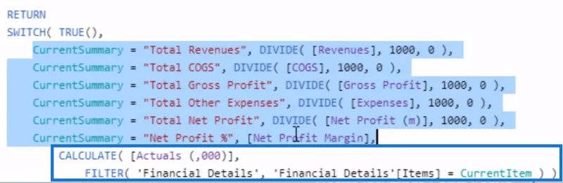 Relatórios financeiros do LuckyTemplates: alocando resultados para modelos em cada linha