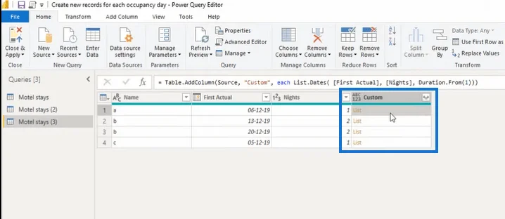 Power Query LuckyTemplates |  Créer de nouveaux enregistrements basés sur des champs de date