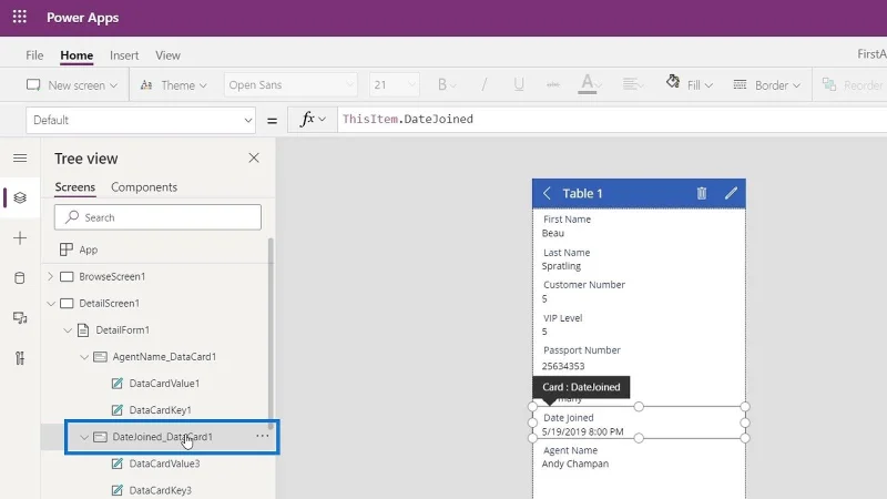 Kad Data PowerApps Dan Tugasan Harta