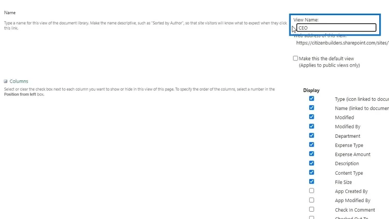 มุมมอง MS SharePoint |  การสร้างและการบันทึก