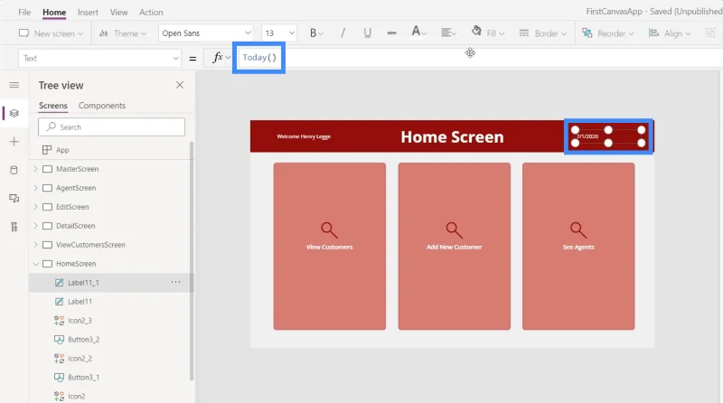 Power Apps-Funktionen: Arbeiten mit User(), Today() und Now()