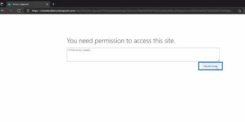 Penyesuaian Permintaan Akses Laman SharePoint