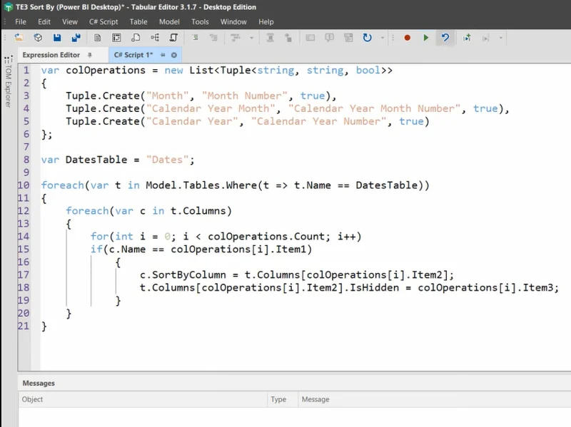 LuckyTemplates Dan SSAS – Menyusun Lajur Menggunakan TE3 & C#