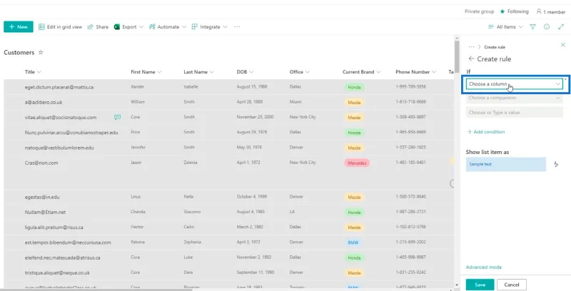 Panduan Pemformatan Senarai SharePoint