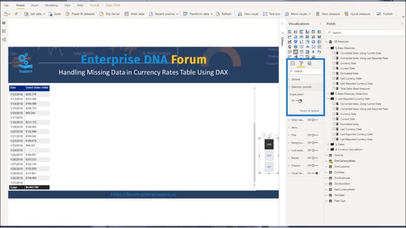 Jadual Kadar Mata Wang – Perakaunan Untuk Data Yang Hilang Dengan DAX