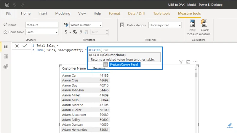 Lajur Dikira LuckyTemplates Vs Ukuran: Perbandingan