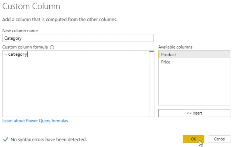 Ungkapan Bersarang: Persekitaran Power Query