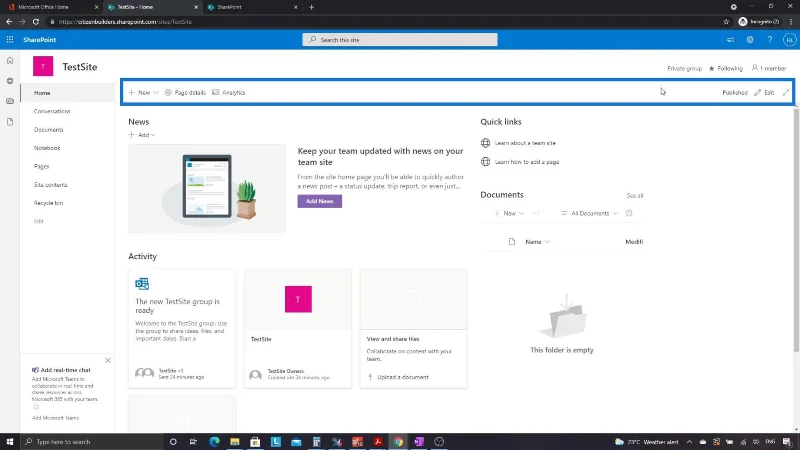Tapak SharePoint |  Reka Letak Dan Panduan Menu