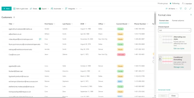 Panduan Pemformatan Senarai SharePoint