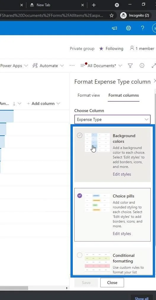 Lihat Pemformatan Dalam SharePoint