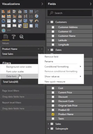 Bar Data LuckyTemplates Dalam Visualisasi Jadual