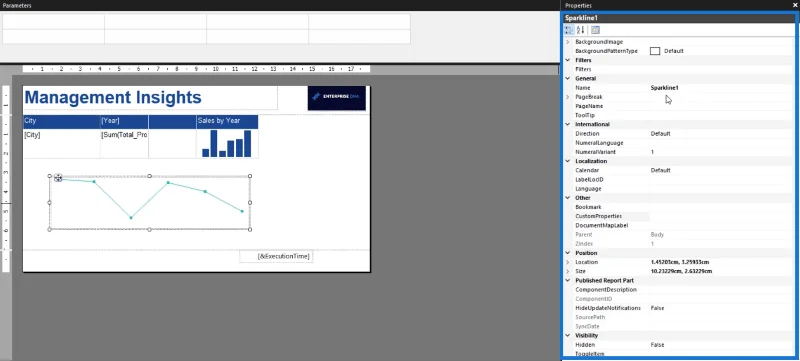 Cipta Carta Sparkline LuckyTemplates Dalam Pembina Laporan