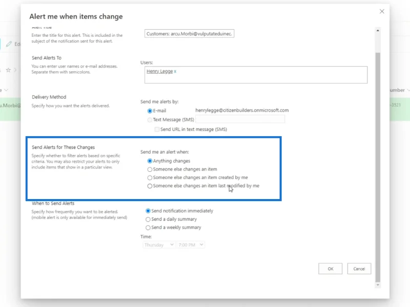 การตั้งค่าการแจ้งเตือนรายการ SharePoint