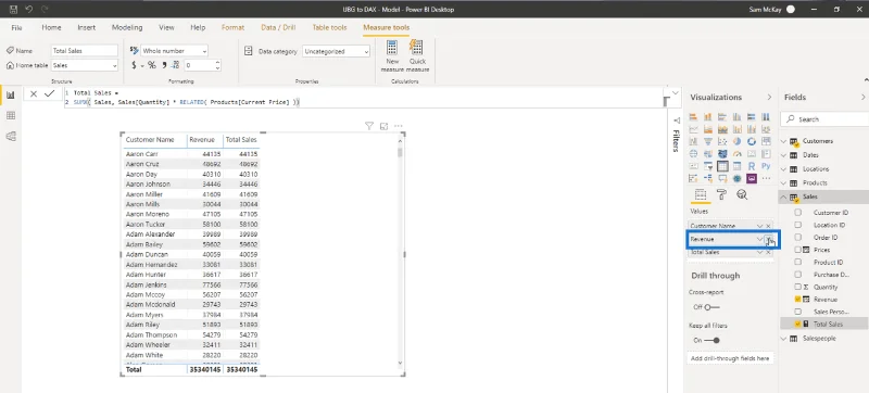 Lajur Dikira LuckyTemplates Vs Ukuran: Perbandingan