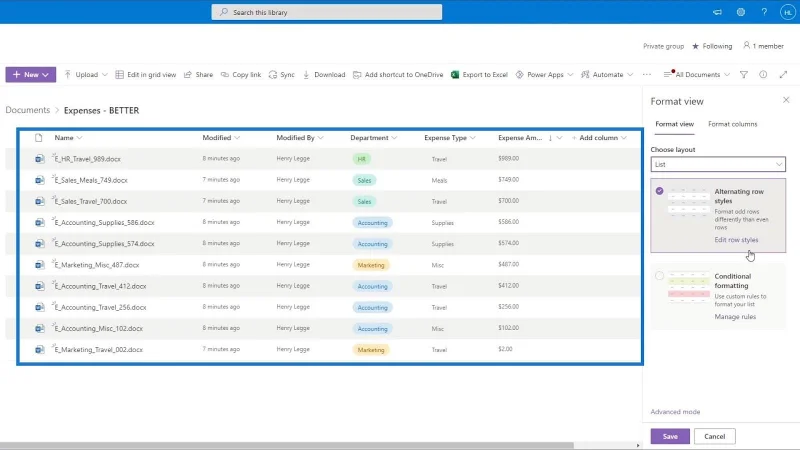 Lihat Pemformatan Dalam SharePoint