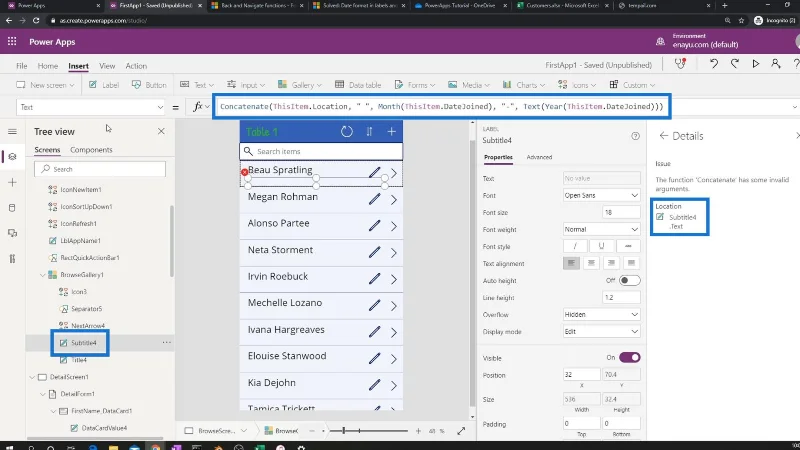 Tutorial Microsoft Power Apps |  Menyemak Ralat