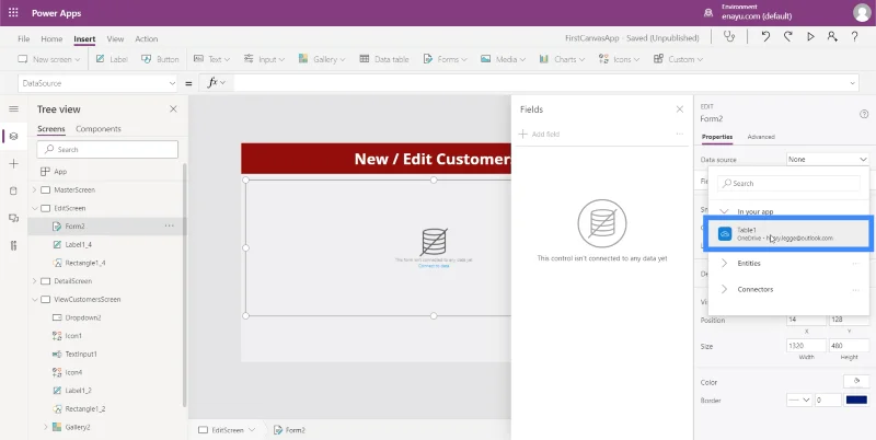 Skrin Butiran MS Power Apps Dan Skrin Borang
