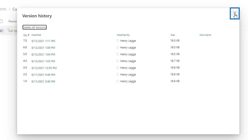 Versionierung in der SharePoint-Dokumentbibliothek