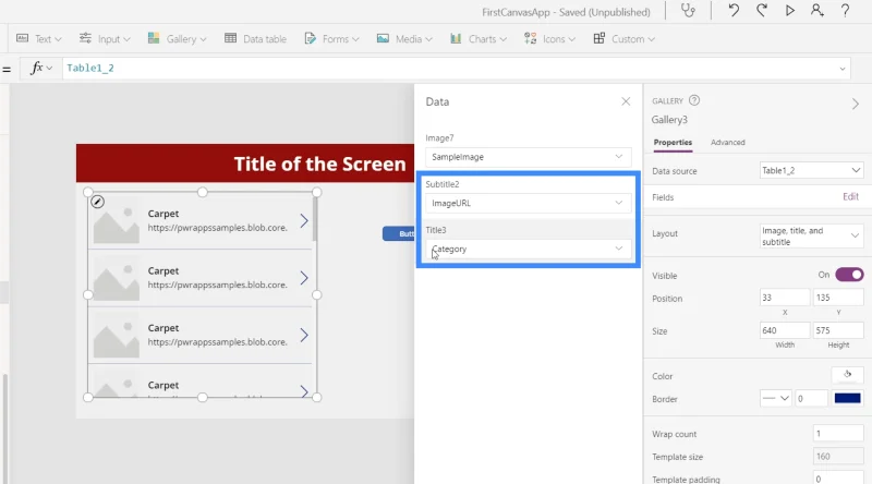 Carta PowerApps, Graf Dan Imej Dinamik