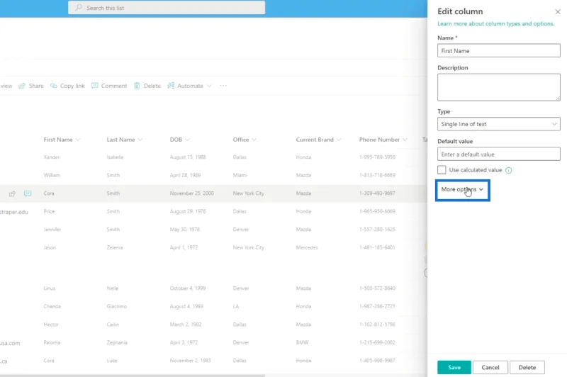 Pengesahan Lajur SharePoint Dalam Dua Cara