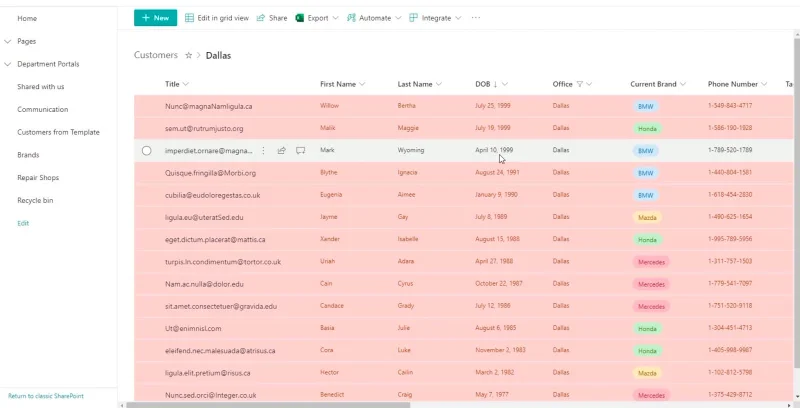 Panduan Pemformatan Senarai SharePoint